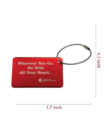 Engraved Red Metal Bag Tag