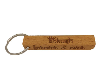 Wooden engraved rectangular keychain