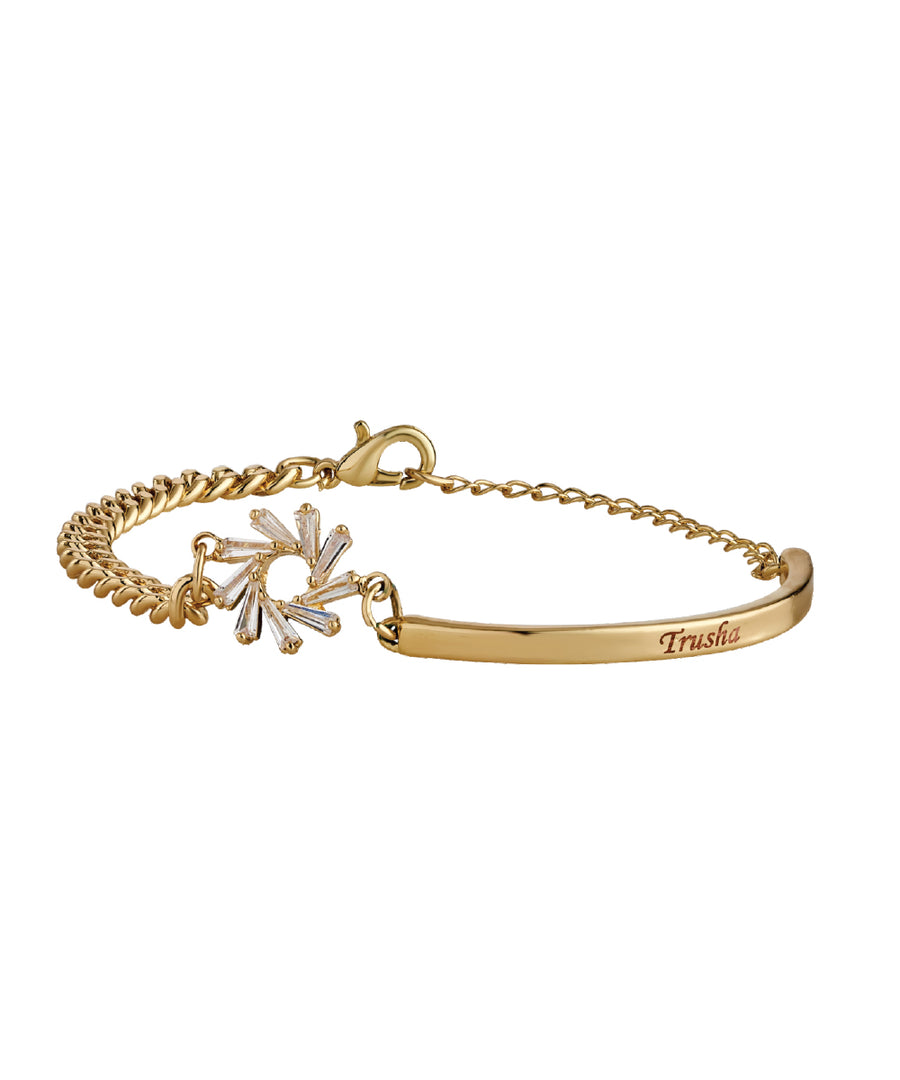 Gold Name Engraved Ladies Bracelet