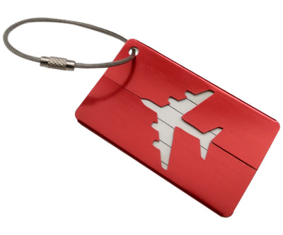 Engraved Red Metal Bag Tag